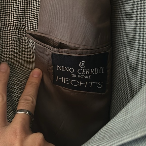 🌿Nino Cerruti  40R black and cream/tan checkered wool suit🌿 - Picture 5 of 17